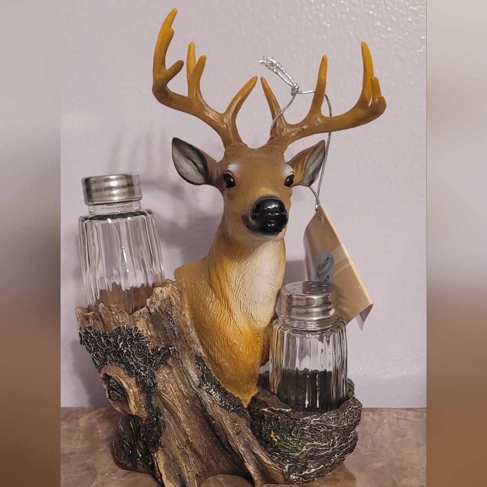 Rustic Deer with Glass Salt and Pepper Shaker Set from DWK Corporation